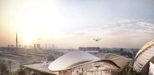 render aéreo vertipuerto de Dubai